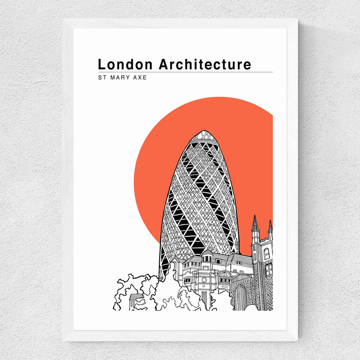 St Mary Axe Tomato Medium White Frame