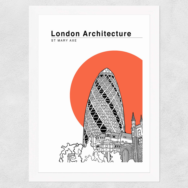 St Mary Axe Tomato Wide White Frame