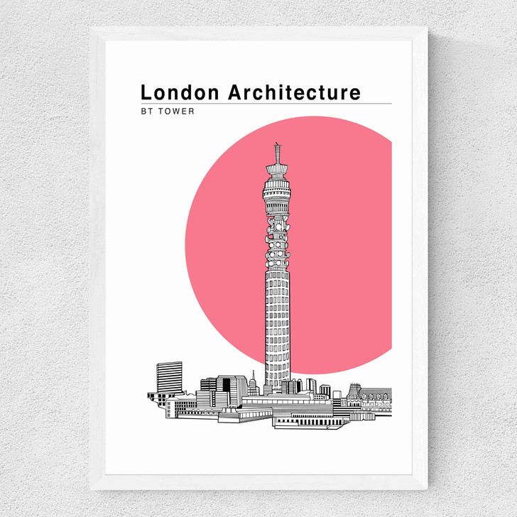 BT Tower Flamingo Medium White Frame BT Tower Flamingo Medium White Frame