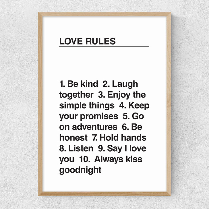 Love Rules Narrow Oak Frame Love Rules Narrow Oak Frame