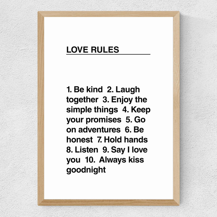 Love Rules Medium Oak Frame Love Rules Medium Oak Frame