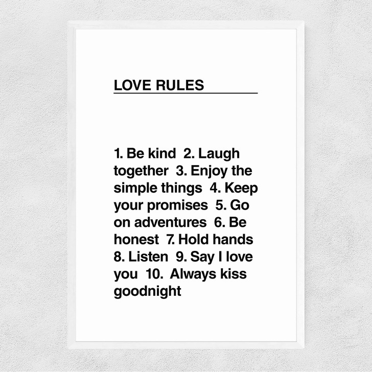 Love Rules Narrow White Frame Love Rules Narrow White Frame