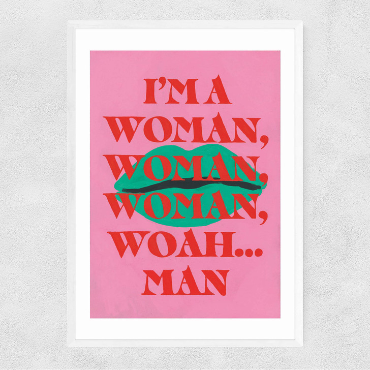 Woah Man Pink Narrow White Frame Woah Man Pink Narrow White Frame