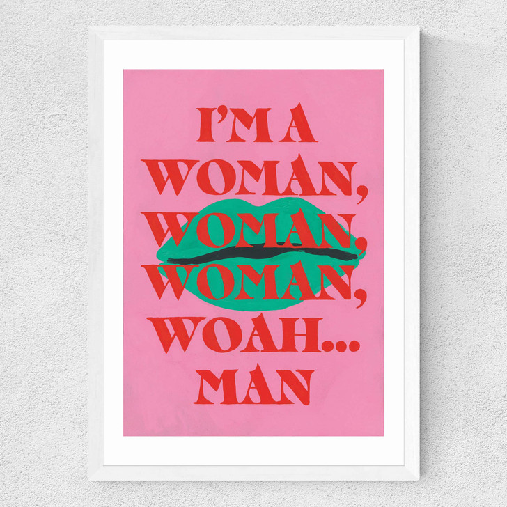 Woah Man Pink Medium White Frame Woah Man Pink Medium White Frame