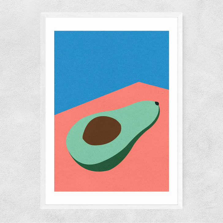 Avocado On The Table Narrow White Frame