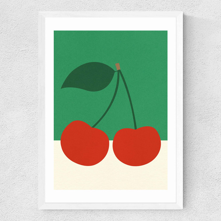 Cherries Medium White Frame Cherries Medium White Frame