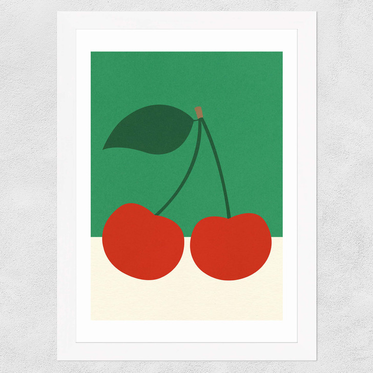 Cherries Wide White Frame Cherries Wide White Frame