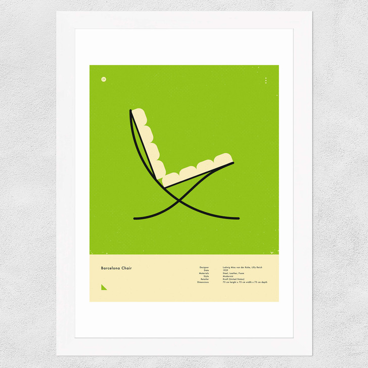 Green Barcelona Chair Wide White Frame Green Barcelona Chair Wide White Frame