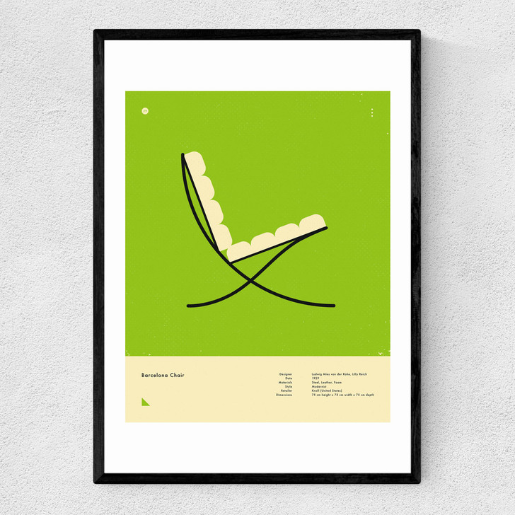 Green Barcelona Chair Narrow Black Frame