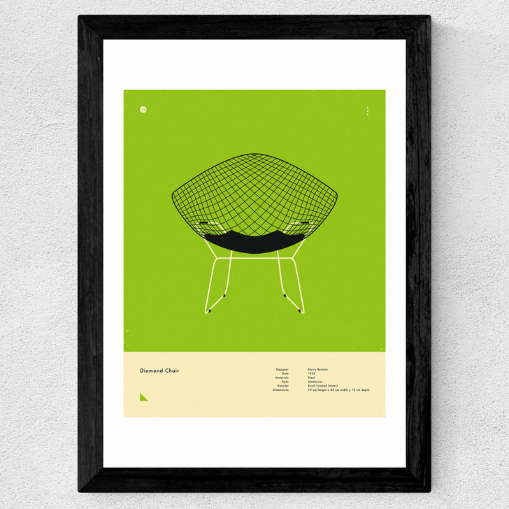 Green Diamond Chair Wide Black Frame