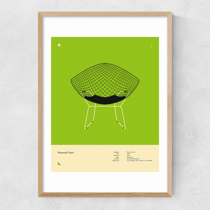 Green Diamond Chair Narrow Oak Frame