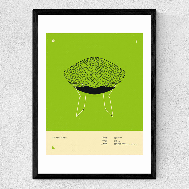 Green Diamond Chair Medium Black Frame