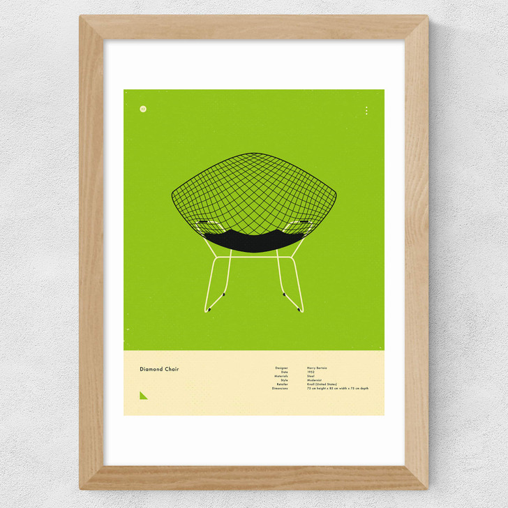 Green Diamond Chair Wide Oak Frame