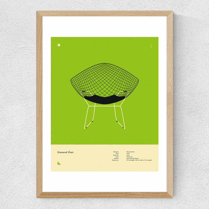 Green Diamond Chair Medium Oak Frame