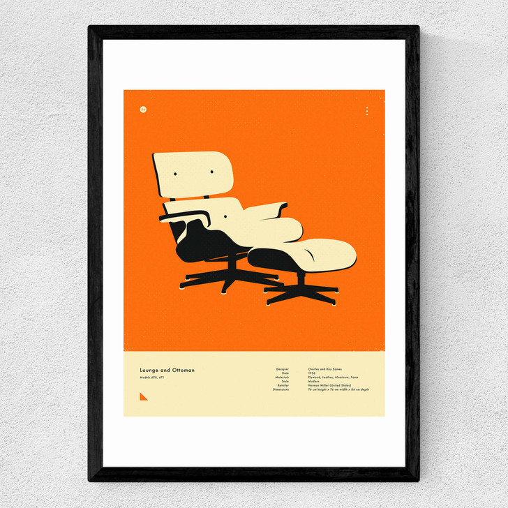 Orange Lounge Chair Medium Black Frame