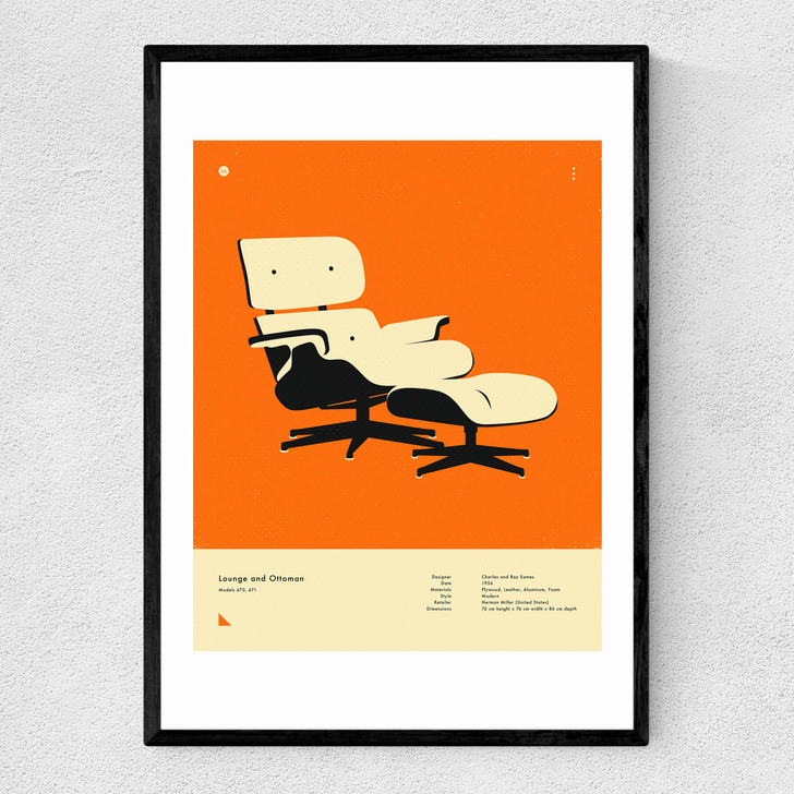 Orange Lounge Chair Narrow Black Frame