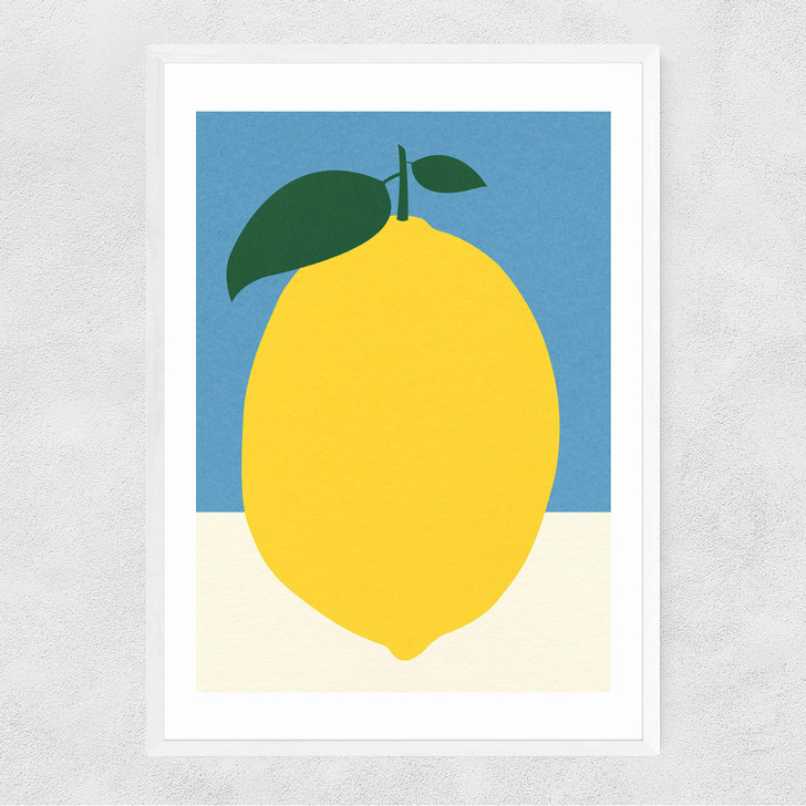 Yellow Lemon Narrow White Frame
