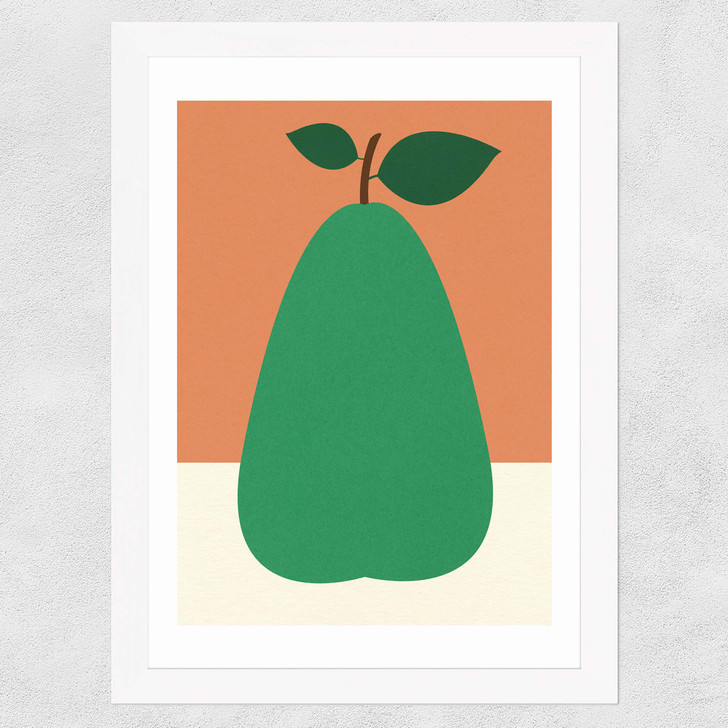Green Pear Wide White Frame