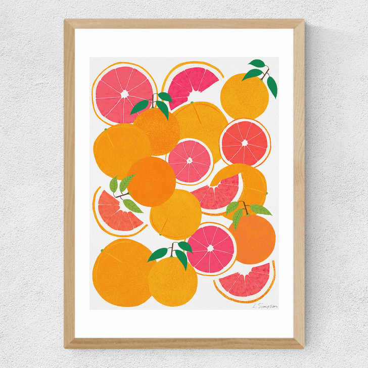 Grapefruit Harvest Medium Oak Frame Grapefruit Harvest Medium Oak Frame