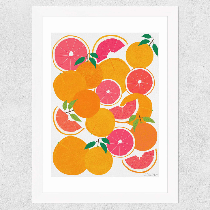 Grapefruit Harvest Wide White Frame Grapefruit Harvest Wide White Frame