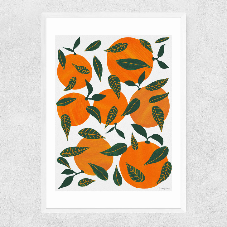 Oranges and Leaves Narrow White Frame Oranges and Leaves Narrow White Frame