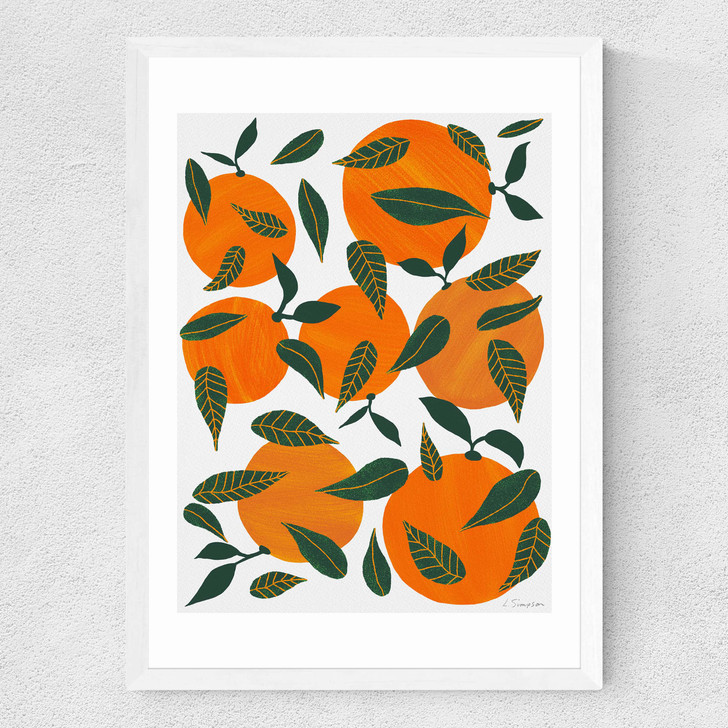 Oranges and Leaves Medium White Frame Oranges and Leaves Medium White Frame