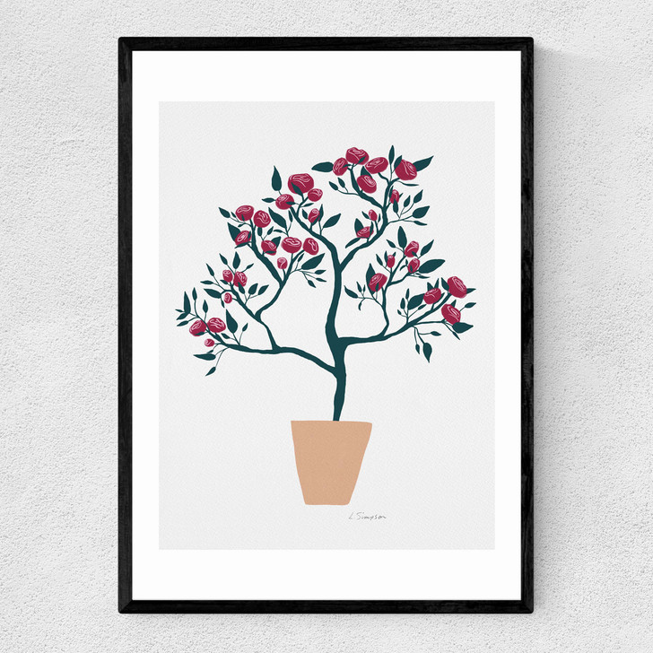 Potted Roses Narrow Black Frame Potted Roses Narrow Black Frame