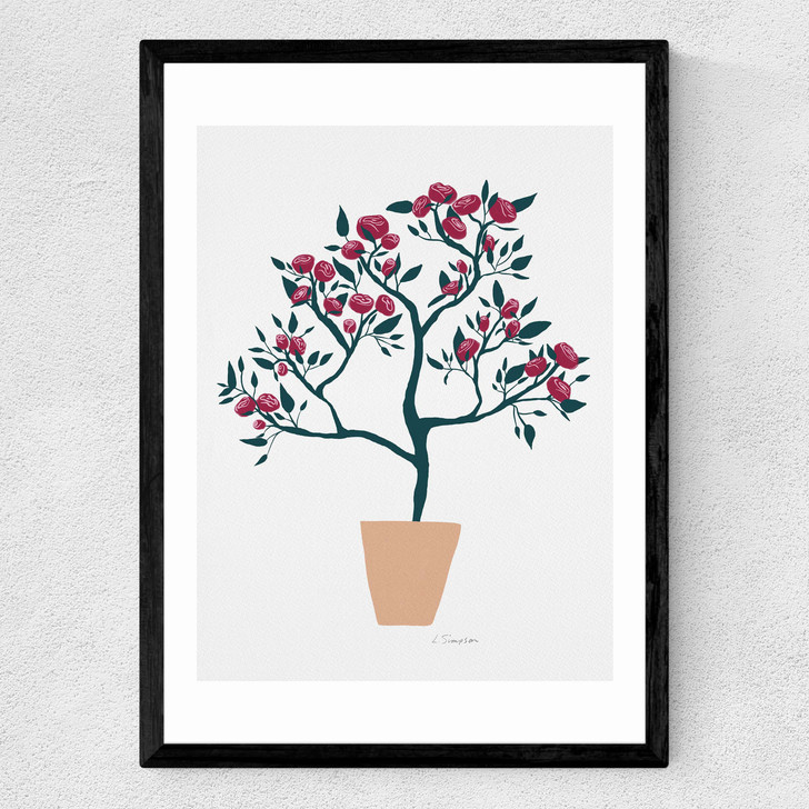 Potted Roses Medium Black Frame