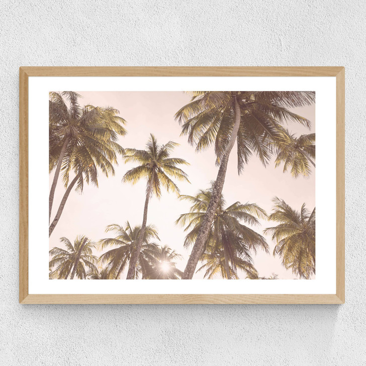 Palm Trees Medium Oak Frame Palm Trees Medium Oak Frame