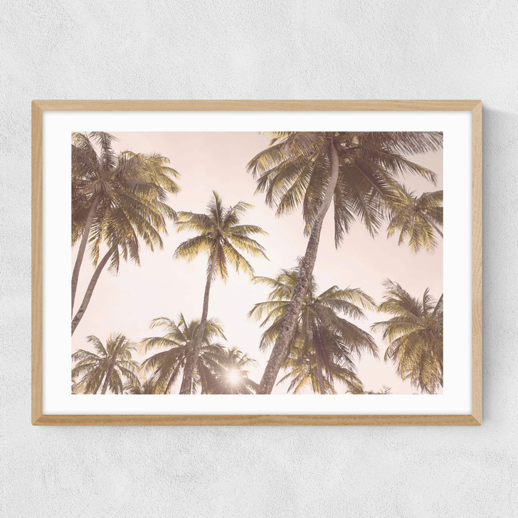 Palm Trees Narrow Oak Frame