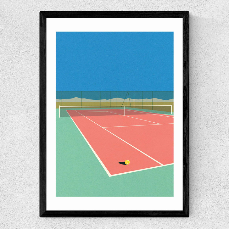 Tennis Court In The Desert Medium Black Frame