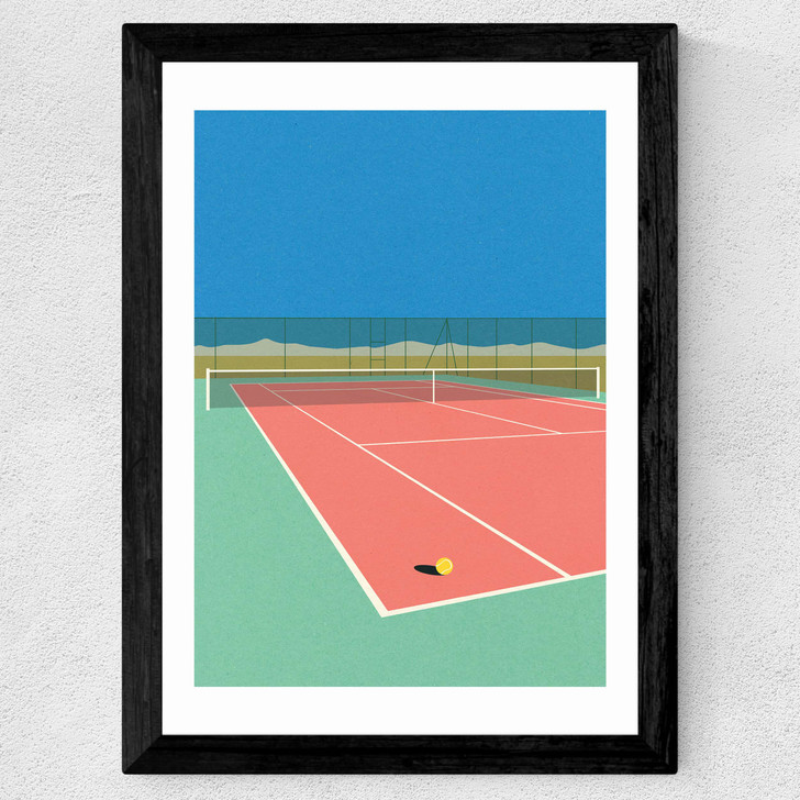 Tennis Court In The Desert Wide Black Frame