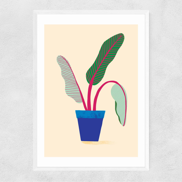 House Plant Narrow White Frame