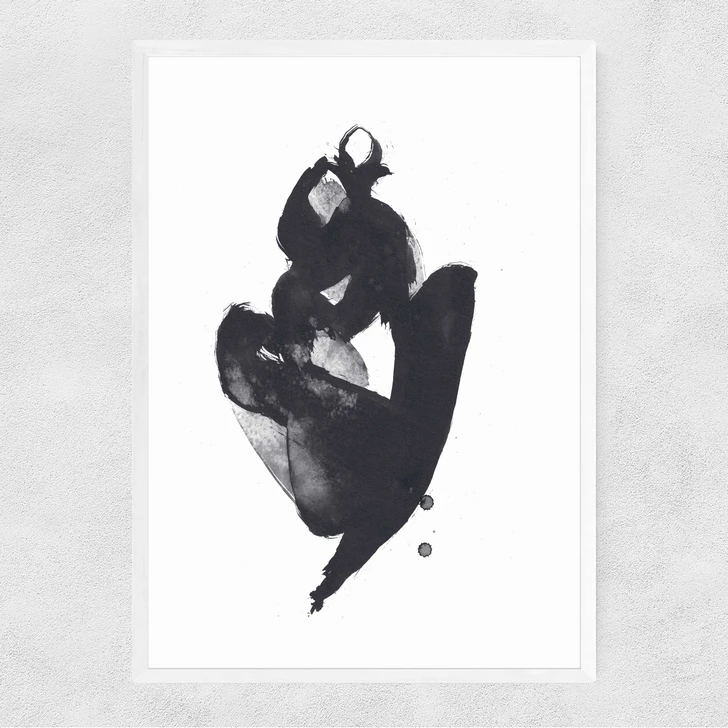 Sitting Woman III Narrow White Frame