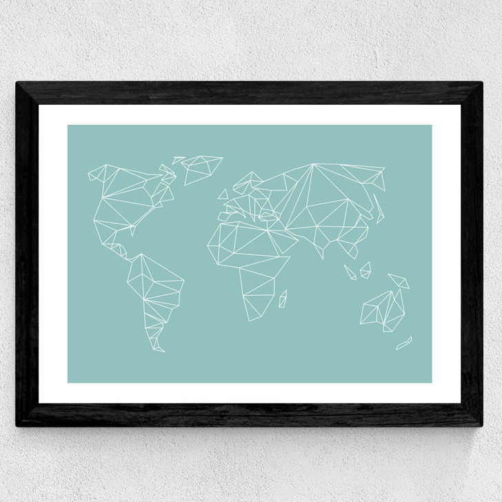 Geometric World Map Mint
