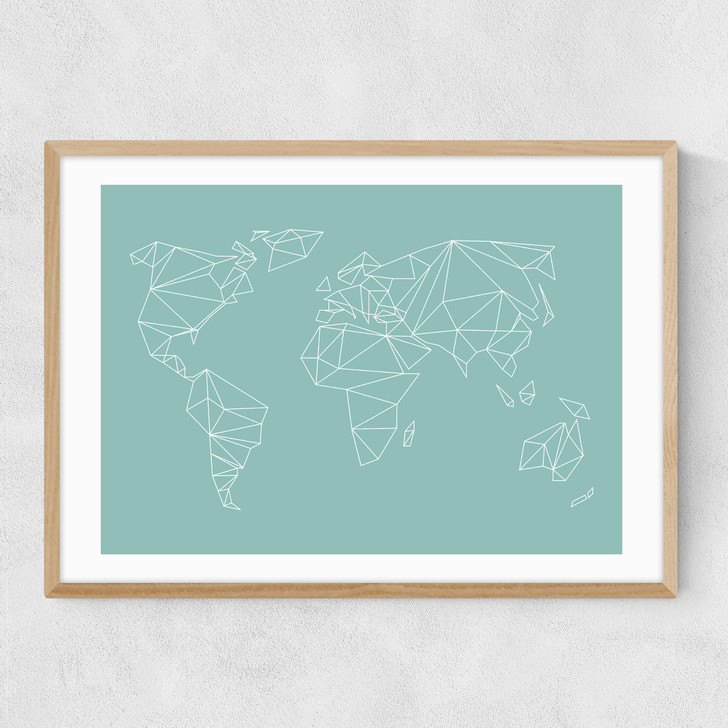 Geometric World Map Mint