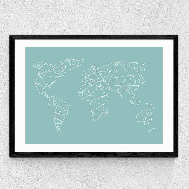 Geometric World Map Mint