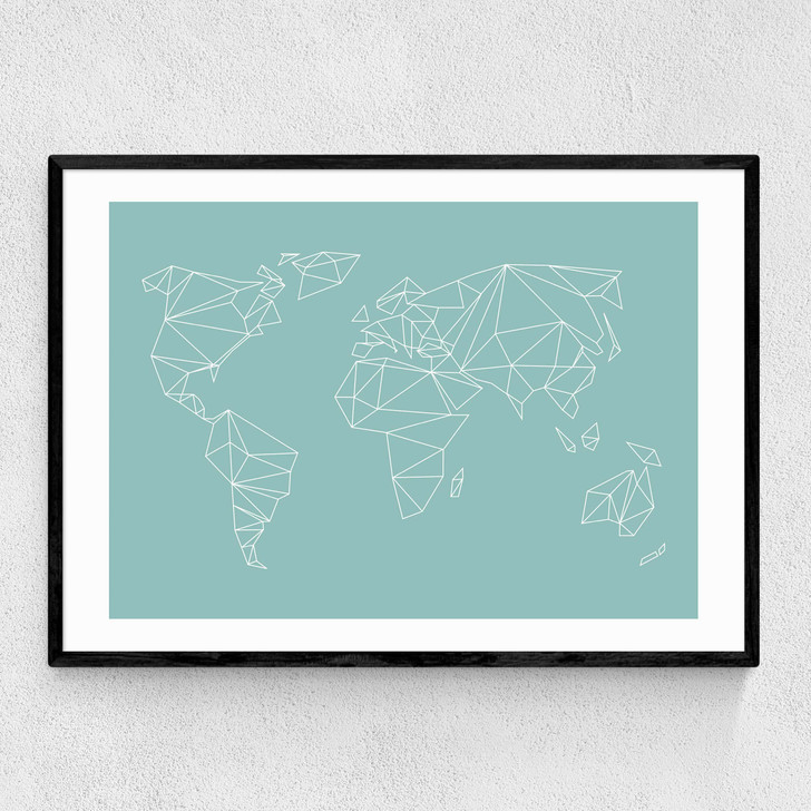 Geometric World Map Mint