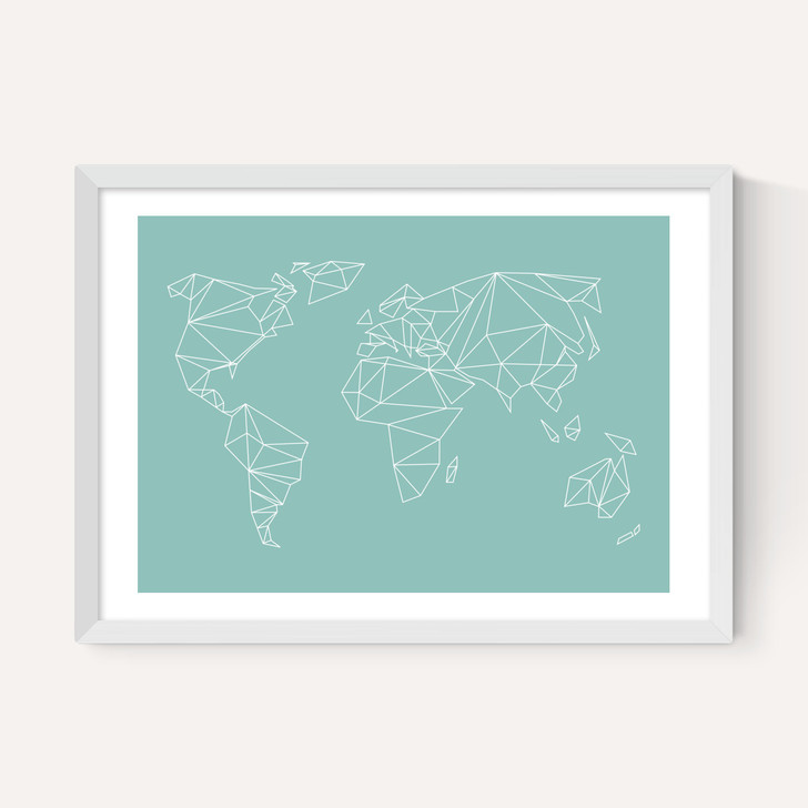 Geometric World Map Mint