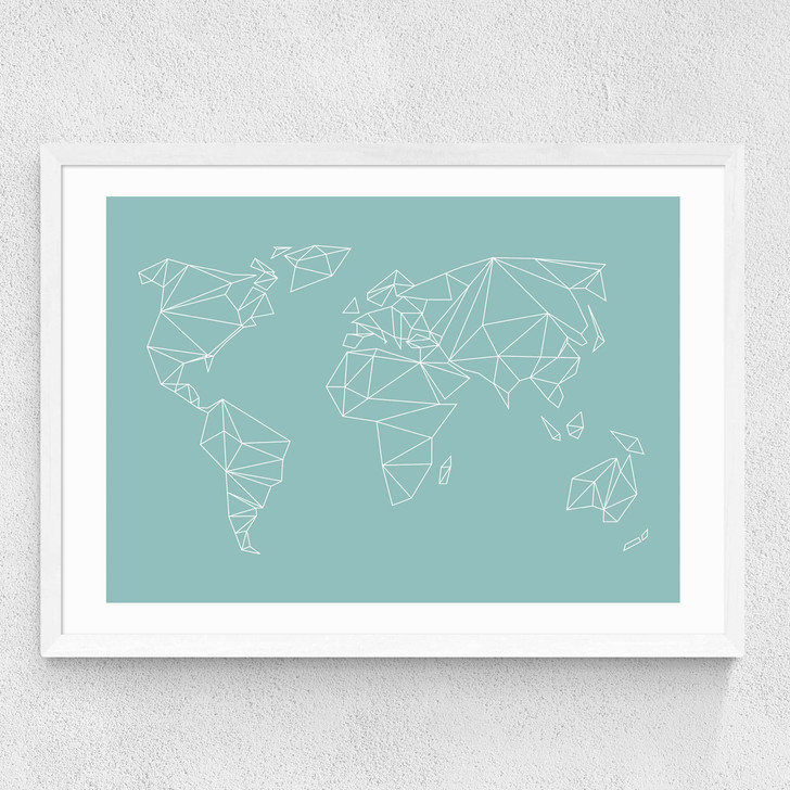 Geometric World Map Mint