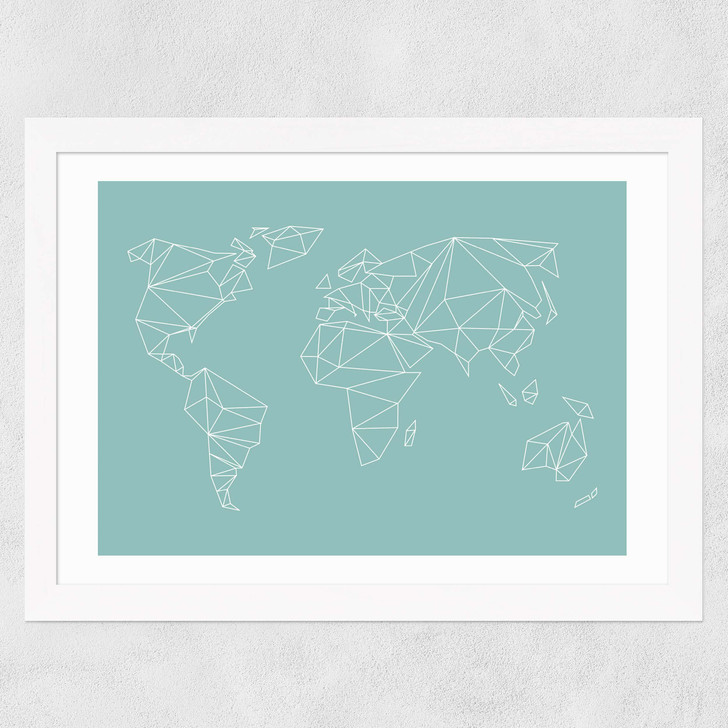 Geometric World Map Mint