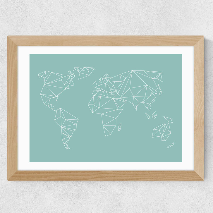 Geometric World Map Mint