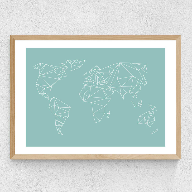 Geometric World Map Mint