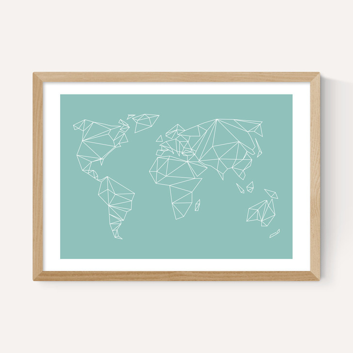 Geometric World Map Mint