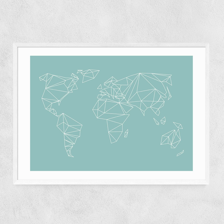 Geometric World Map Mint