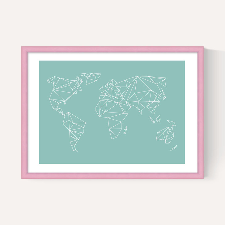 Geometric World Map Mint