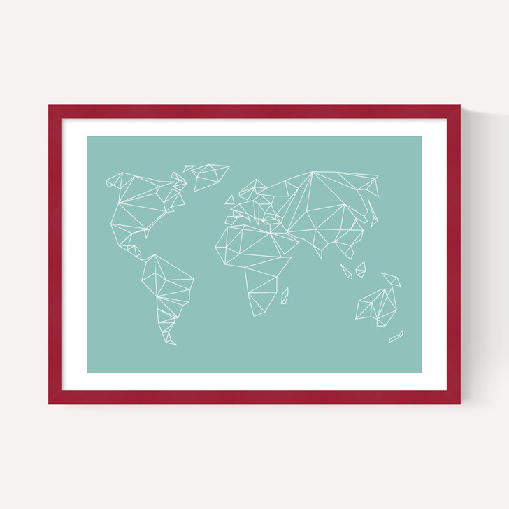 Geometric World Map Mint