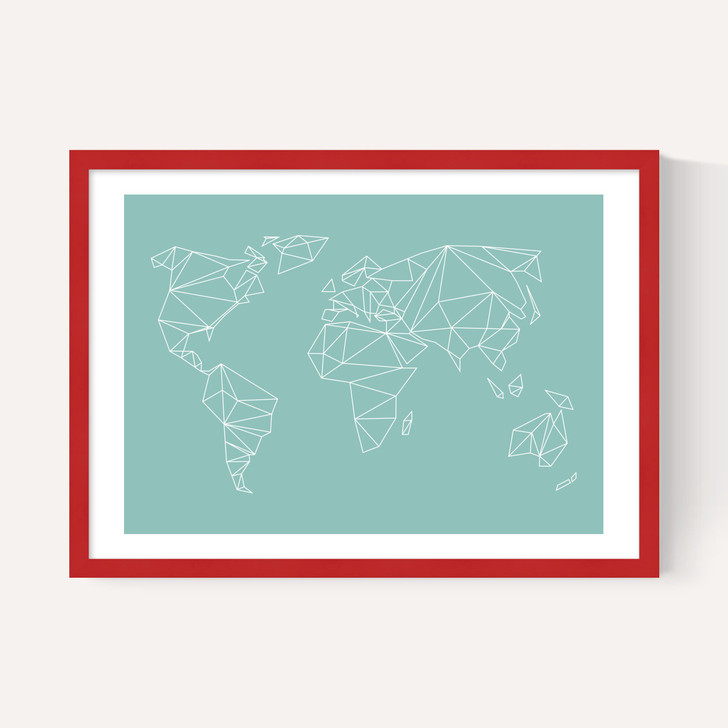 Geometric World Map Mint
