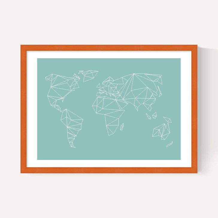 Geometric World Map Mint