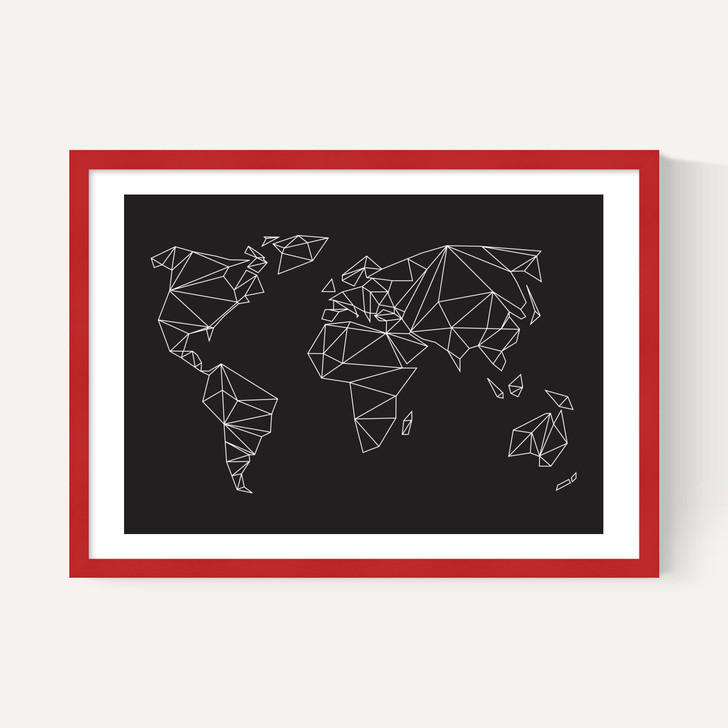Geometric World Map Black